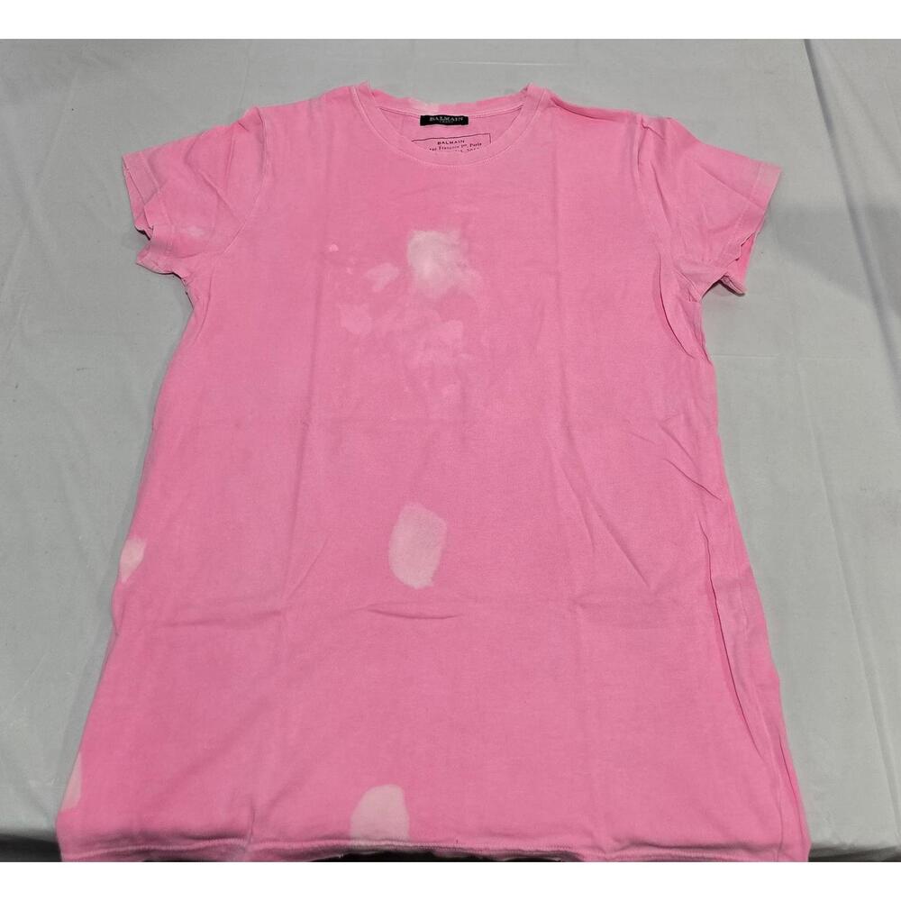 BALMAIN Paris Pink Distressed T-Shirt — SS2010 Collection